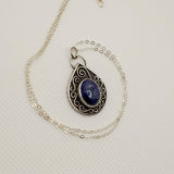 Sterling Silver Lapis Twisting Vines Necklace